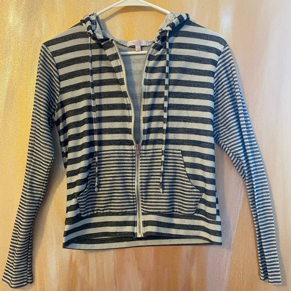 Sugar Rain striped zip hoodie size small